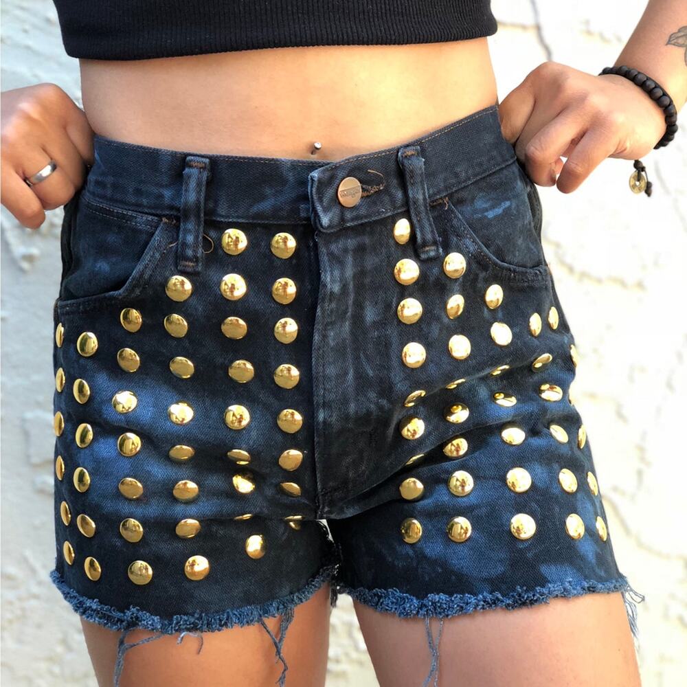 Vintage Tie Dye Gold Studded Shorts